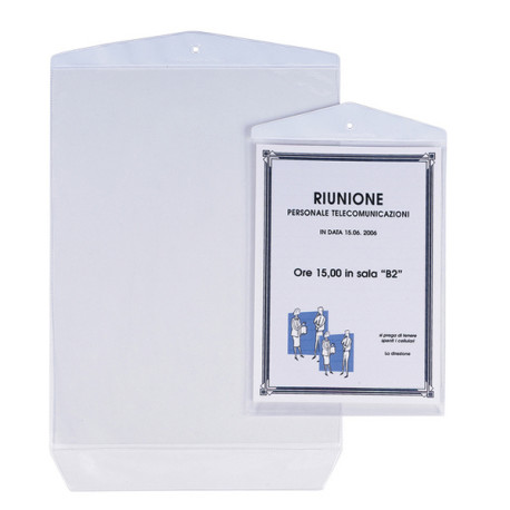 Buste Porta Avvisi Appendicartello - PVC - 15 x 21 cm - trasparente - Sei Rota - conf. 10 pezzi