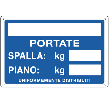 Cartello segnalatore - 30x20 cm - PORTATE: SPALLA/PIANO - alluminio - Cartelli Segnalatori