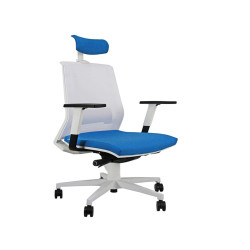 Poltrona semidirezionale Light LLBPG - con braccioli regolabili e poggiatesta - blu chiaro/bianco - Unisit