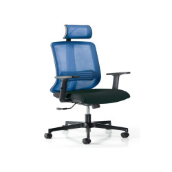 Poltrona semidirezionale Vertigo VRAPG - con braccioli regolabili e poggiatesta - nero/blu - Unisit