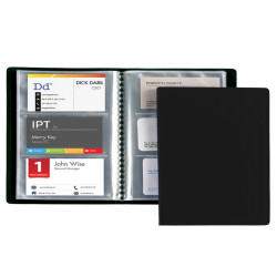 Porta biglietti da visita - 20 buste con 3 tasche ciascuna - 12,5x20,5 cm - nero - Favorit