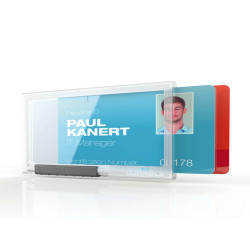 Portabadge PushBox Duo - 2 tessere inseribili - 5,4 x 8,7 cm - Durable - conf. 10 pezzi
