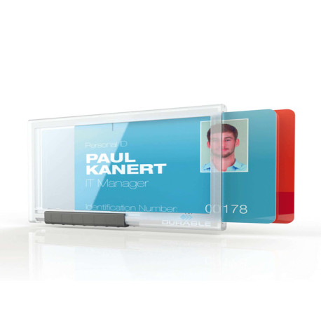 Portabadge PushBox Duo - 2 tessere inseribili - 5,4 x 8,7 cm - Durable - conf. 10 pezzi