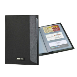 Portabiglietti in tessuto - 12 x 23 cm - capacità 64 biglietti - nero/grigio - City Time