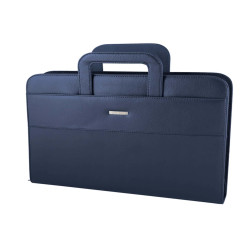 Portablocco - similpelle - c/anelli - blu - 28,5x36 cm - City Time