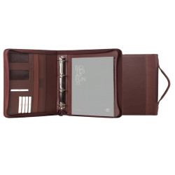 Portablocco Office - con manico - ecopelle - con zip - 28x36 cm - marrone - In Tempo