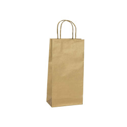 Portabottiglie BARBERA - maniglie cordino - 14 x 9 x 38 cm - carta biokraft - oro - Mainetti Bags - conf. 20 pezzi