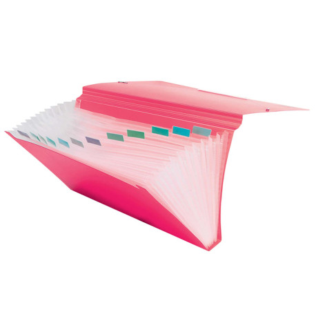 Portadocumenti a soffietto - 12 tasche - A4 - PP - colori assortiti - Colorosa