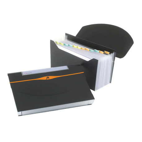 Portadocumenti a soffietto Optima - 13 tasche - 23 x 33 cm - PP- nero - Rexel