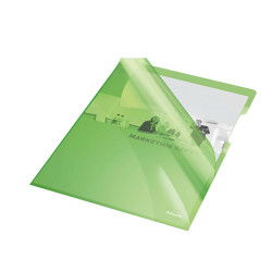 Cartellina a L - A4 - PVC - liscio pesante - verde cristallo - Esselte - conf. 25 pezzi