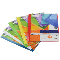 Portalistini Asso TI - personalizzabile - PP liscio - 22 x 30 cm - 20 buste - colori assortiti - Sei Rota