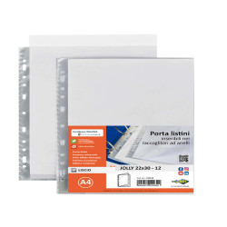Portalistini Jolly - 12 buste forate - 22 x 30 cm - PP trasparnte - liscio - Sei rota