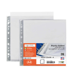Portalistini Jolly - 6 buste forate - 22 x 30 cm - PP trasparente - liscio - Sei rota