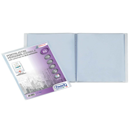 Portalistini personalizzabile Premium - liscio - 22x30 cm - 80 buste - trasparente - Favorit