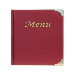 Portamenù Basic - A5 - 23,7 x 17 cm - PVC - bordeaux - 4+2 buste fisse incluse - Securit