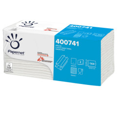 Asciugamani piegati a C - 23 x 32 cm - goffratura a onda+ - 19,5 gr - bianco - Papernet - conf. 144 pezzi