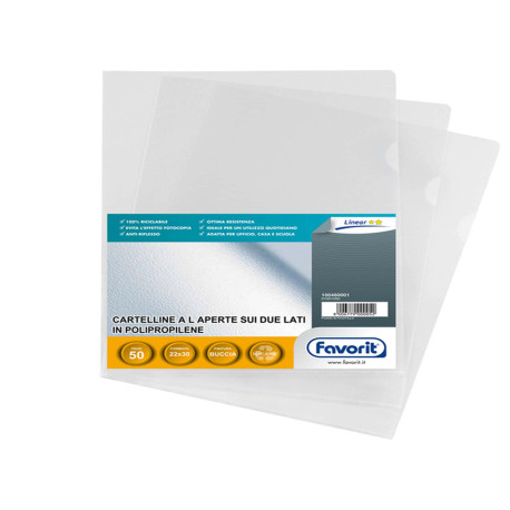 Cartellina a L Pratic - 22 x 30 cm - PP - buccia leggero - Favorit - conf. 50 pezzi