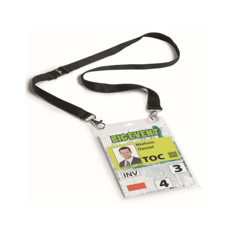 Portanome A6 per eventi - cordoncino nero - Durable - conf. 10 pezzi