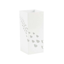 Portaombrelli - 15,5 x 15,5 x 49 cm - metallo verniciato - fantasia gocce - bianco - King collection