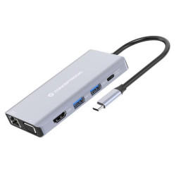 Conceptronic DOCKING STATION 10-IN-1 USB 3.2 GEN 1 - HDMI, VGA, USB-A 3.0 x3, SD, TFMicroSD, Audio, GbE LAN, 100W USB PD