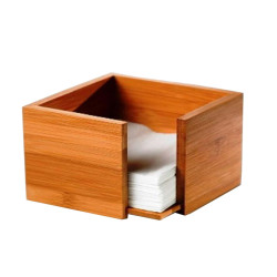 Portatovaglioli - in bamboo - 19 x 19 x 10 cm - colore naturale - Leone