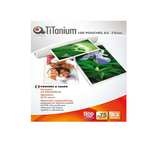 Pouches -  A3 - 303x426 mm - 2x75 micron - Titanium - conf. 100 pezzi