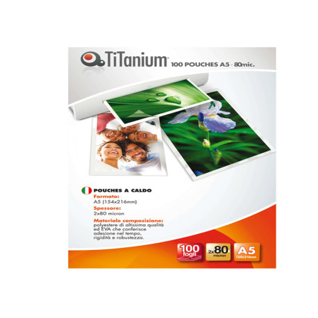 Pouches - A5 - 154x216 mm - 2x80micron - Titanium - conf. 100 pezzi