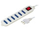 Presa multipla con interruttore - 6 prese bipasso 2P+T - cavo da 1.5 mt - MKC