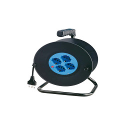 Prolunga con avvolgicavo da 25 mt - 4 prese Schuko/bipasso - MKC