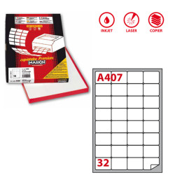 Etichette adesive A/407 - in carta - permanenti - 47,5 x 35 mm - 32 et/fg - 100 fogli - bianco - angoli tondi - Markin