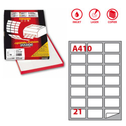 Etichette adesive A/410 - in carta - permanenti - 63,5 x 38,1 mm - 21 et/fg - 100 fogli - bianco - angoli tondi - Markin