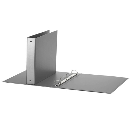 Raccoglitore Europa - 22 x 30 cm - 4 anelli tondi 30 mm - dorso 4 cm - grigio metallizzato - Favorit