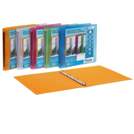 Raccoglitore personalizzabile Lumina - 22 x 30 - 4 anelli tondi 15 mm - PP - colori assortiti - Favorit