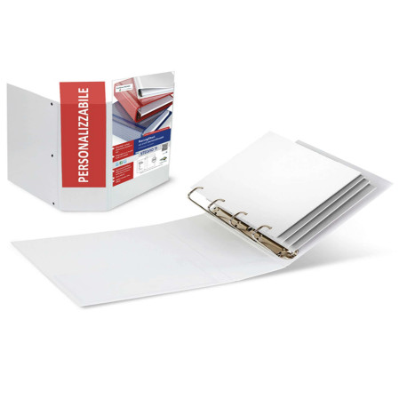 Raccoglitore personalizzabile Stelvio TI - 22 x 30 cm - 4 anelli a Q 100 mm - dorso 13 cm - bianco - Sei Rota