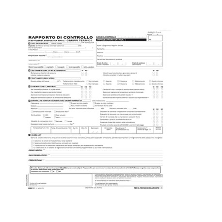 Rapporti di controllo efficienza energetica T1 - 3 copie snap - 31 x 21cm - 25 fogli - Edipro