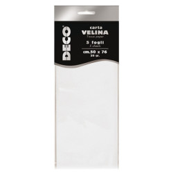 Carta velina - 50 x 76 cm - 20 gr - bianco perlescente - Deco - busta 5 fogli