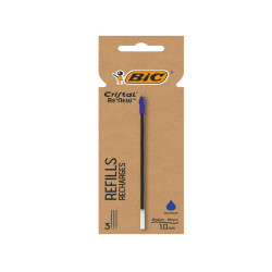 Refill sfera Cristal Re'New - punta 1 mm - blu - Bic - blister 3 pezzi