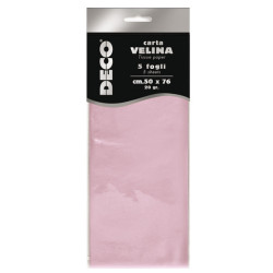 Carta velina - 50 x 76 cm - 20 gr - rosa - Deco - busta 5 fogli