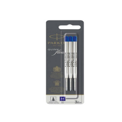 Refill sfera QuinkFlow - punta media - metallo - blu - Parker - blister 3 pezzi