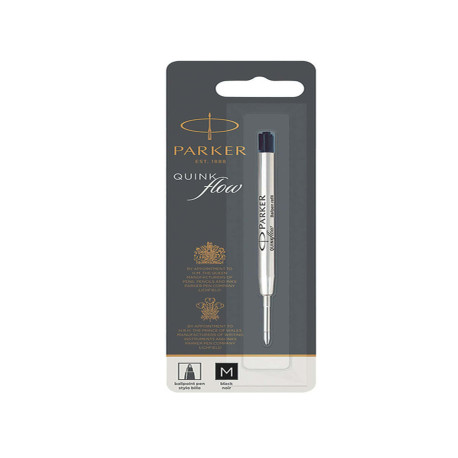 Refill sfera QuinkFlow - punta media - metallo - nero  - Parker