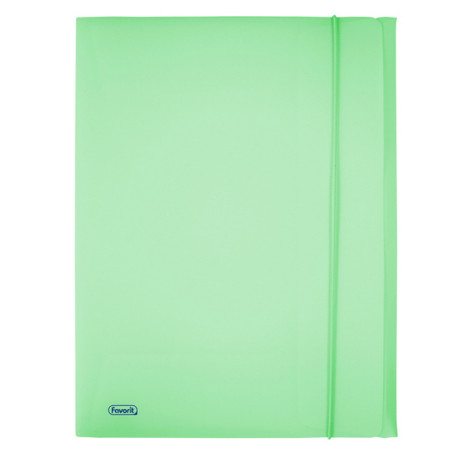 Cartella 3 lembi con elastico Pastel - 24 x 33cm - dorso 1 cm - PP - smeraldo - Favorit