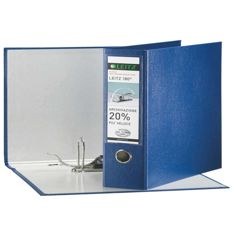 Registratore Leitz 180° G65 - dorso 8 cm - protocollo 23 x 33 cm - blu - Leitz