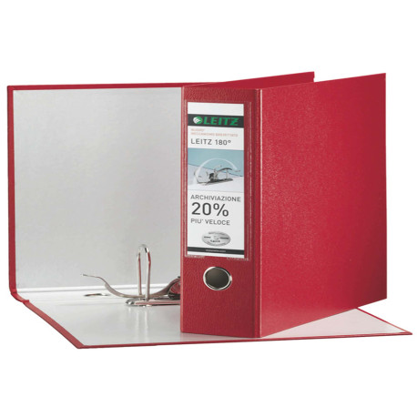 Registratore Leitz 180° G65 - dorso 8 cm - protocollo 23 x 33 cm - rosso - Leitz