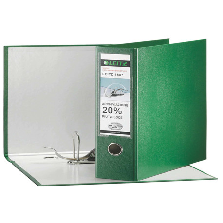 Registratore Leitz 180° G65 - dorso 8 cm - protocollo 23 x 33 cm - verde - Leitz
