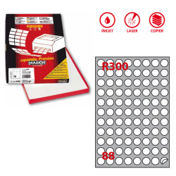 Etichette adesive R/300 - in carta - permanenti - tonde - diametro 20 mm - 88 et/fg - 100 fogli - bianco - Markin