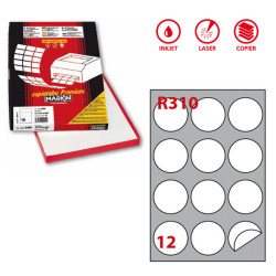 Etichette adesive R/310 - in carta - permanenti - tonde - diametro 60 mm - 12 et/fg - 100 fogli - bianco - Markin