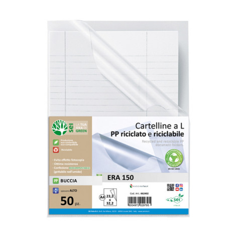 Cartellina a L Era 150 - A4 - PP riciclato - buccia pesante - Sei rota - conf. 50 pezzi