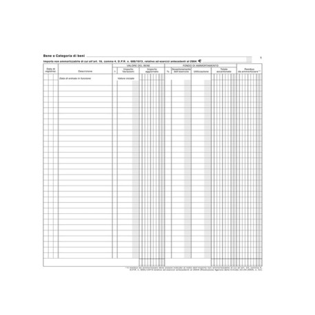 Registro beni ammortizzabili - 45 pagine numerate - 31 x 24,5 cm - DU136800000 - Data Ufficio