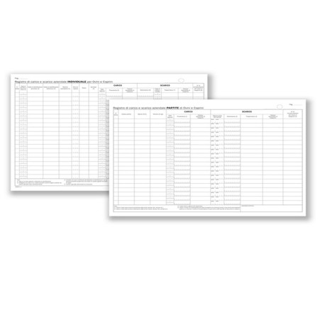 Registro carico/scarico ovini/caprini - 46 pagine numerate - 24,5 x 31 cm - DU138412000 - Data ufficio