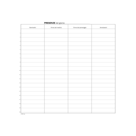 Registro firma presenza - 49 pag - 31 x 24,5 cm - DU1338100000 - Data Ufficio